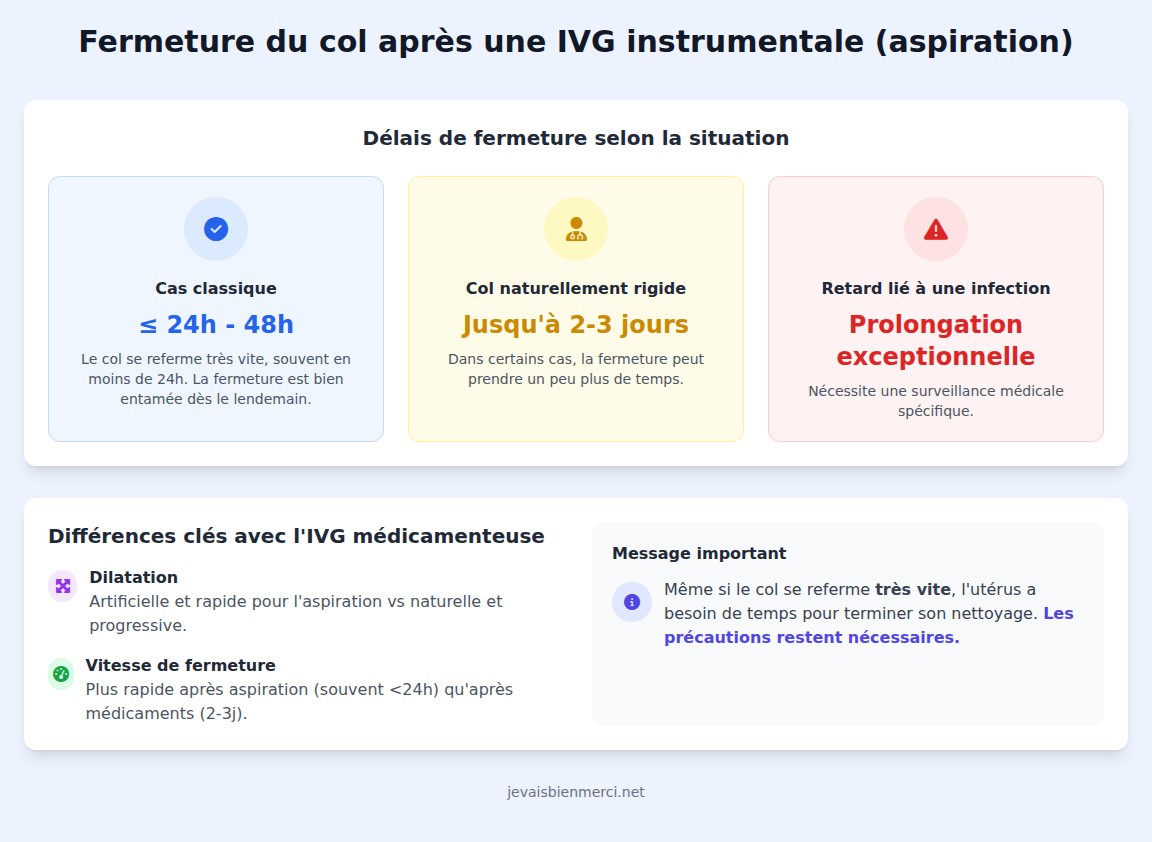infographie Combien de temps le col reste-t-il ouvert après une IVG instrumentale ?